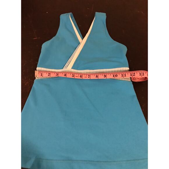 Lululemon Deep V Athletic Racerback Blue/White Gingham Tank Top - Size 4 - Picture 7 of 9